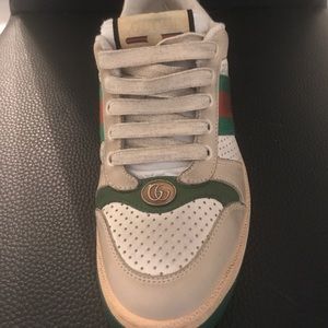 Gucci Womens Screener Low Top Distressed Sneaker